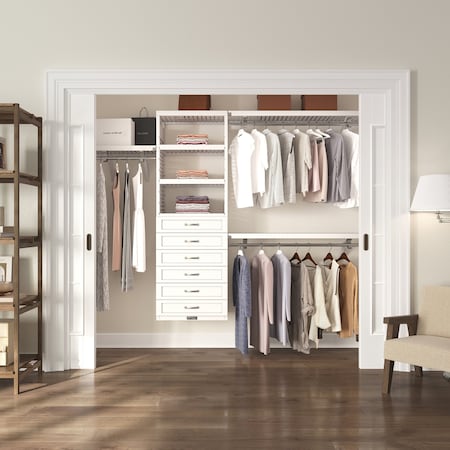 John Louis Home Solid Wood Walk-In Closet System with 6 Drawers White JLH-437